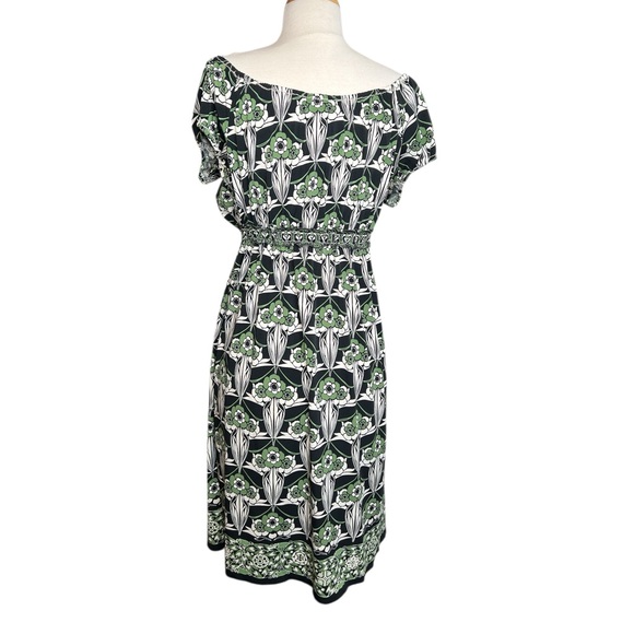 Max Studio Green & Black Floral Short Sleeve Midi Dress – Off-Shoulder Option - Picture 2 of 7